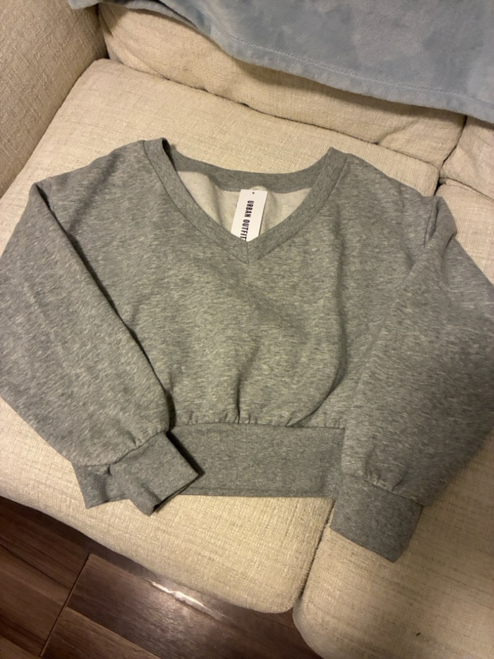 Urban Outfitters Gray Heather Cropped Pullover Sweatshirt